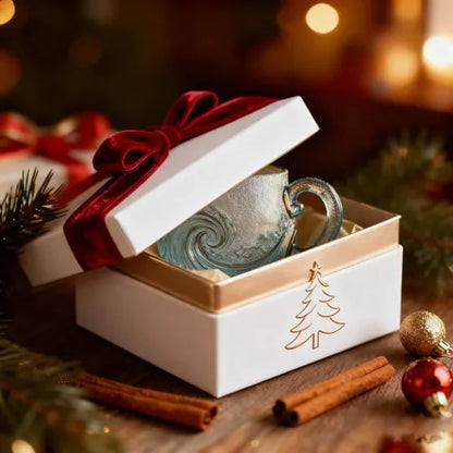 🎄Mejor regalo de Navidad 🔥 Taza de vidrio artesanal con olas del mar y vidrio marino 🎁Regalos gratis